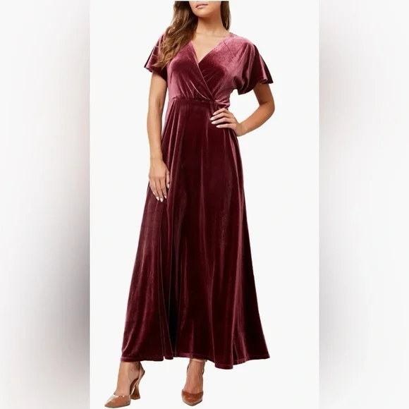 Love By Design | Dresses | Love By Design June Velvet Flutter Sleeve Maxi Dress In Raisin | Poshmark Love By Design | Dresses | Love By Design June Velvet Flutter Sleeve Maxi Dress In Raisin | Poshmark